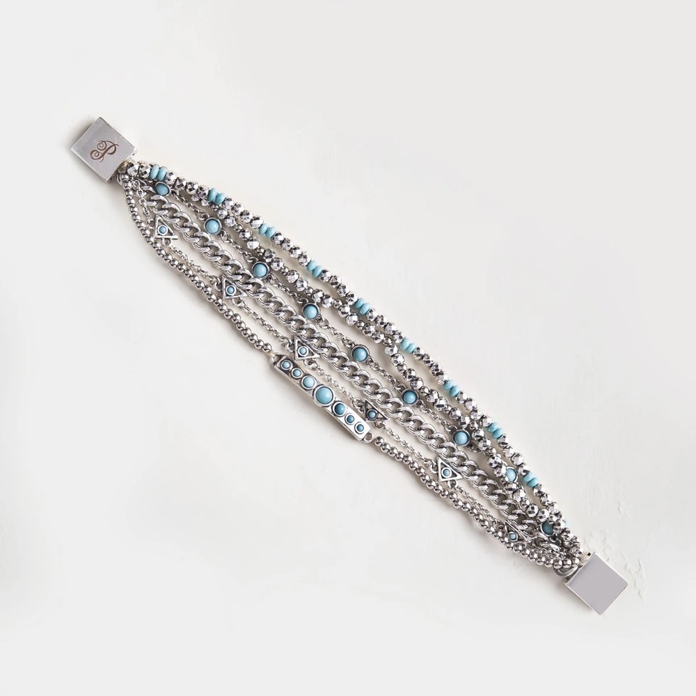 Elegant Silver and Blue Beaded Bracelet